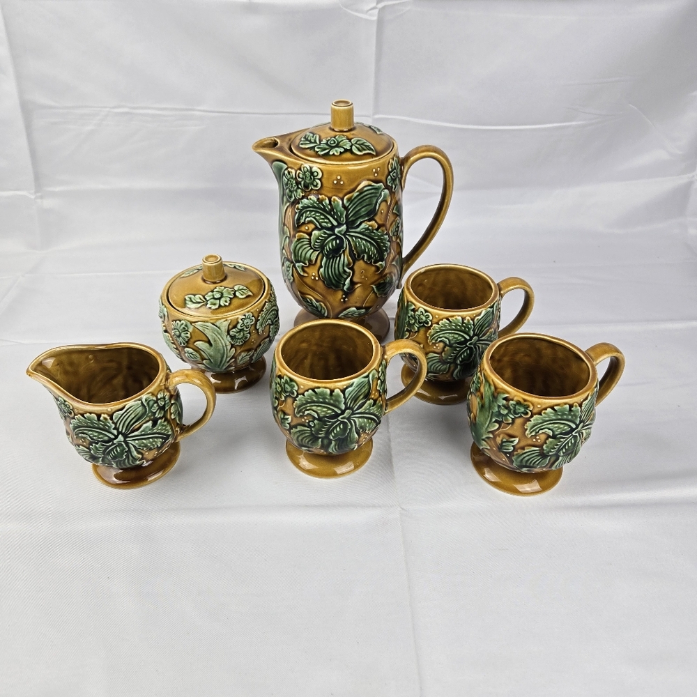 Royal Sealy Footed Tea Or Coffee Pot Mugs Creamer Sugar Bowl VINTAGE JAPAN Lot